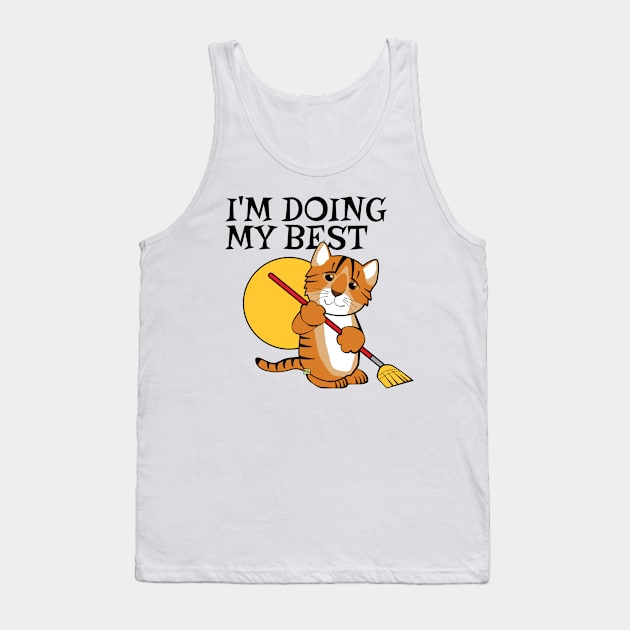 Doing My Best Tiger Cleaning Tank Top by Sue Cervenka